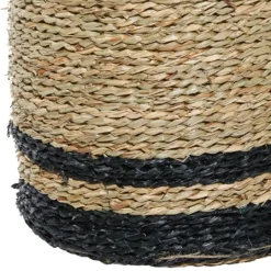 Kirkland's Home Black Stripe Sea Grass Baskets, Set Of 3- Baskets & Boxes