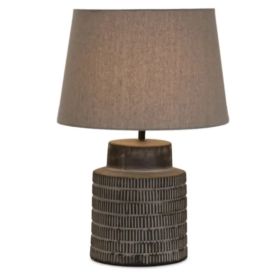 Kirkland's Home Black Terracotta Dash Pattern Table Lamp- Table Lamps