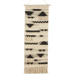 Kirkland's Home Black Textured Macrame Tasseled Wall Hanging- Wall Plaques