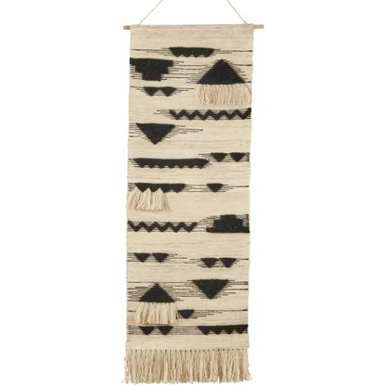 Kirkland's Home Black Textured Macrame Tasseled Wall Hanging- Wall Plaques