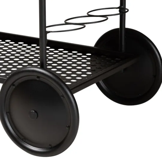 Kirkland's Home Black 3-Tier Industrial Bar Cart- Kitchen Islands & Bar Carts