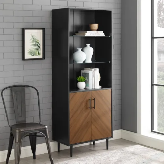 Kirkland's Home Black Two Tone Bookshelf With Hutch- Bookshelves