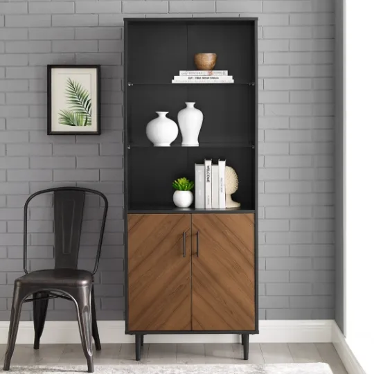 Kirkland's Home Black Two Tone Bookshelf With Hutch- Bookshelves