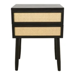Kirkland's Home Black Two-Drawer Rattan Front Accent Table- Accent & End Tables