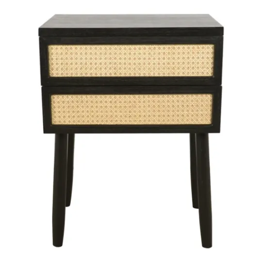 Kirkland's Home Black Two-Drawer Rattan Front Accent Table- Accent & End Tables