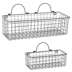 Kirkland's Home Black Wall Hanging Wire Baskets, Set Of 2- Wall Storage
