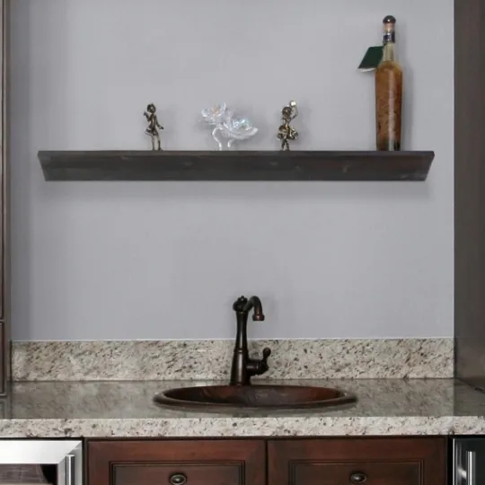 Kirkland's Home Black Wedge Wood Large Floating Shelf- Shelves