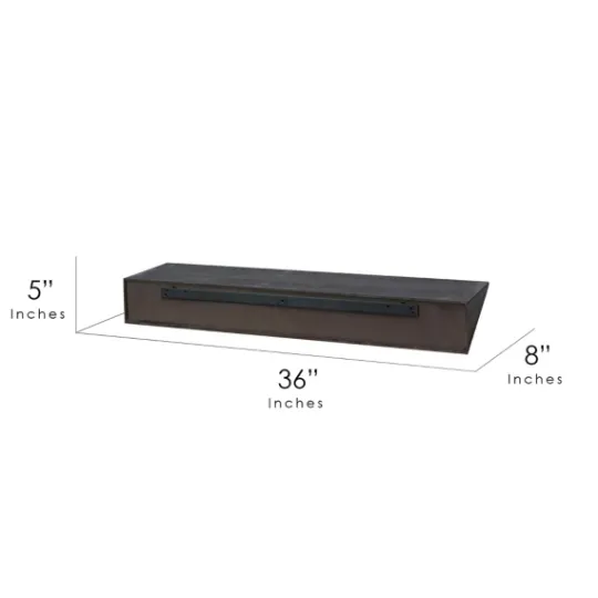 Kirkland's Home Black Wedge Wood Large Floating Shelf- Shelves