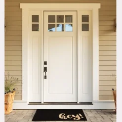 Kirkland's Home Black Whimsical Hey Doormat- Doormats