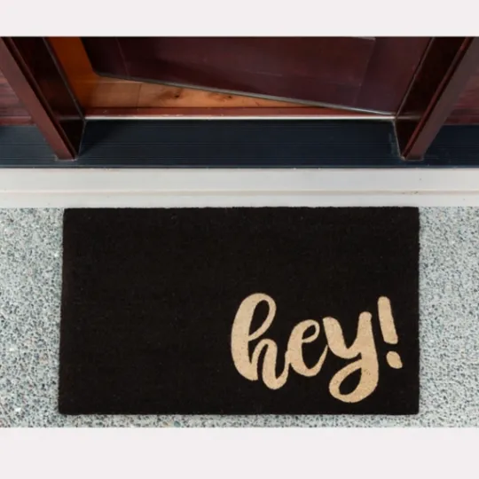 Kirkland's Home Black Whimsical Hey Doormat- Doormats