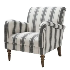 Kirkland's Home Black White Carved Slope Stripe Accent Chair- Accent Chairs