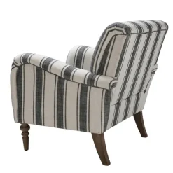Kirkland's Home Black White Carved Slope Stripe Accent Chair- Accent Chairs