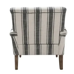 Kirkland's Home Black White Carved Slope Stripe Accent Chair- Accent Chairs