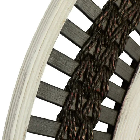 Kirkland's Home Black White Distressed Wood Rope Fiber Wall Mirror- Decorative Mirrors
