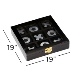Kirkland's Home Black Wood And Aluminum Tic Tac Toe Game Set- Decorative Accents