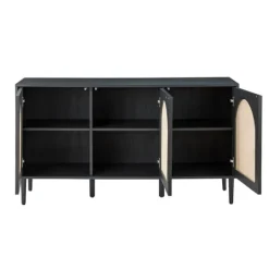 Kirkland's Home Black Wood And Cane Arched Sideboard Cabinet- Cabinets & Sideboards