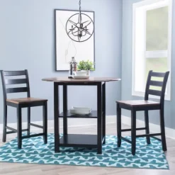 Kirkland's Home Black Wood Farmhouse 3-Pc. Stool And Table Set- Dining Tables