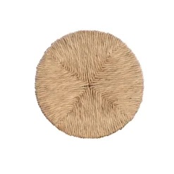 Kirkland's Home Black Wood Seagrass Seat Swivel Counter Stool- Bar Stools & Counter Height Stools