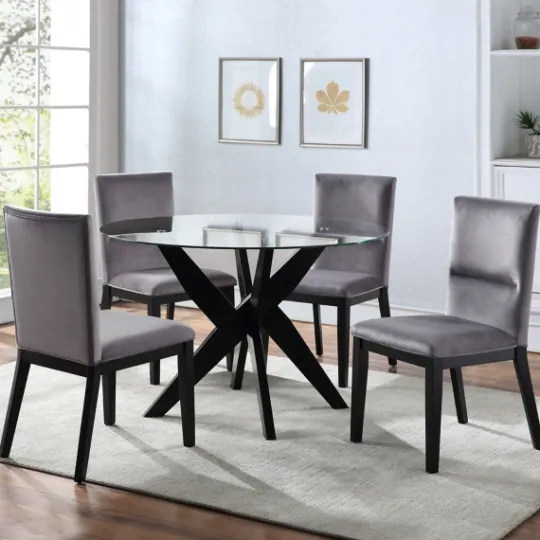 Kirkland's Home Black Wood Table And Gray Chair 5-Pc. Dining Set- Dining Tables