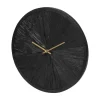 Kirkland's Home Black Wood Texture Wall Clock With Gold Hands- Clocks