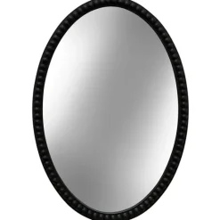 Kirkland's Home Black Wooden Oval Beaded Mirror- Decorative Mirrors