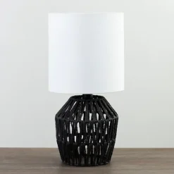 Kirkland's Home Black Woven Metal And String Table Lamp- Table Lamps