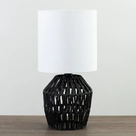 Kirkland's Home Black Woven Metal And String Table Lamp- Table Lamps