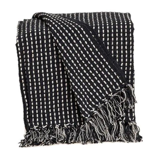 Kirkland's Home Black Woven Pattern Wool Tassel Throw- Blankets & Throws