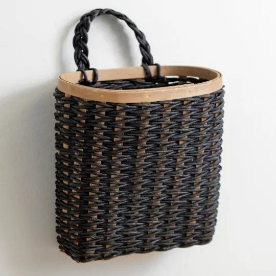 Kirkland's Home Black Woven Wall Pocket- Wall Storage
