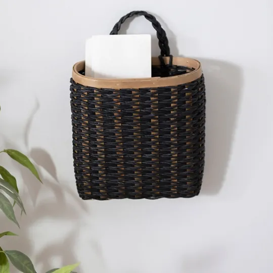 Kirkland's Home Black Woven Wall Pocket- Wall Storage