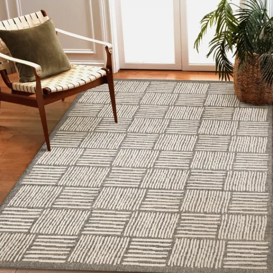 Kirkland's Home Blake Gray Cube Indoor/Outdoor Area Rug, 7X9- Outdoor Rugs