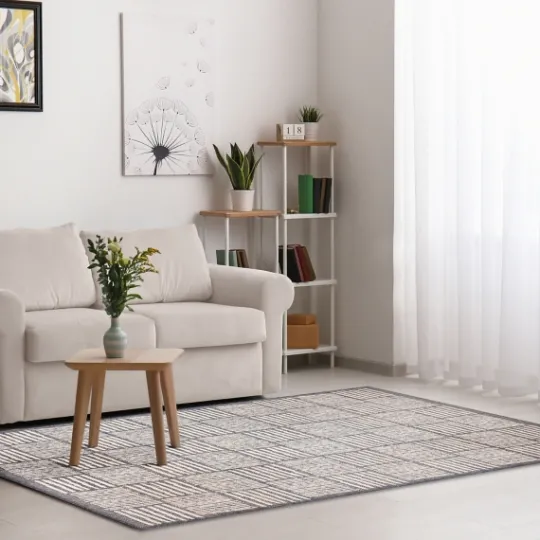Kirkland's Home Blake Gray Cube Indoor/Outdoor Area Rug, 7X9- Outdoor Rugs