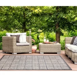 Kirkland's Home Blake Gray Cube Indoor/Outdoor Area Rug, 7X9- Outdoor Rugs
