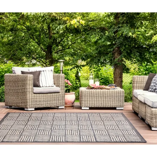 Kirkland's Home Blake Gray Cube Indoor/Outdoor Area Rug, 7X9- Outdoor Rugs