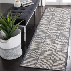 Kirkland's Home Blake Gray Cube Indoor/Outdoor Runner, 1X7- Outdoor Rugs