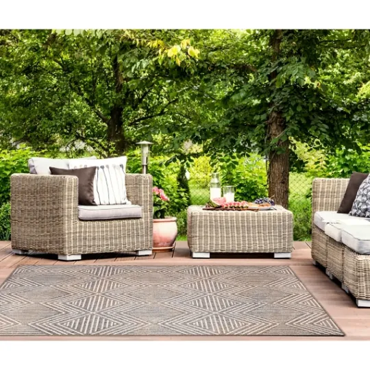 Kirkland's Home Blake Gray Zigzag Indoor/Outdoor Area Rug, 5X7- Outdoor Rugs