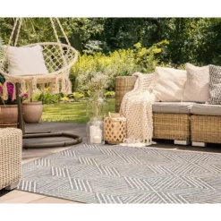 Kirkland's Home Blake Gray Zigzag Indoor/Outdoor Area Rug, 5X7- Outdoor Rugs