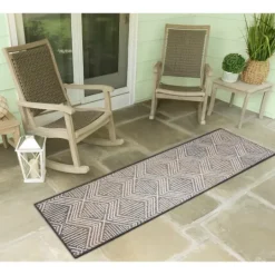 Kirkland's Home Blake Gray Zigzag Indoor/Outdoor Runner, 1X7- Outdoor Rugs