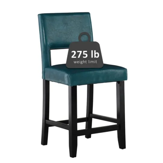 Kirkland's Home Blakely Seat Counter Stool With Black Base- Bar Stools & Counter Height Stools