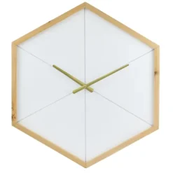 Kirkland's Home Blond Wood Frame Hexagon Wall Clock- Clocks