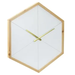 Kirkland's Home Blond Wood Frame Hexagon Wall Clock- Clocks