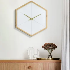 Kirkland's Home Blond Wood Frame Hexagon Wall Clock- Clocks