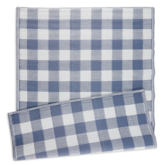 Kirkland's Home Blue & White Buffalo Check Outdoor Area Rug, 4X6- Outdoor Rugs