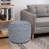 Kirkland's Home Blue & White Stripe Organic Cotton Pouf- Pillows