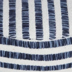 Kirkland's Home Blue & White Stripe Organic Cotton Pouf- Pillows