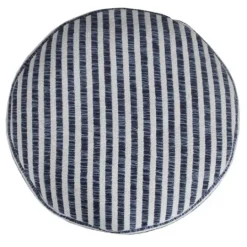 Kirkland's Home Blue & White Stripe Organic Cotton Pouf- Pillows