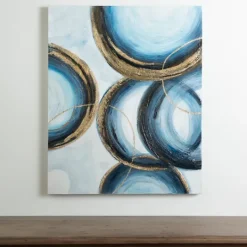 Kirkland's Home Blue Abstract Rings Canvas Art Print- Canvas Art