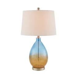 Kirkland's Home Blue And Amber Glass Table Lamps, Set Of 2- Table Lamps