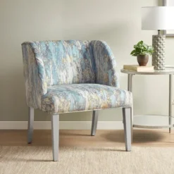 Kirkland's Home Blue And Gray Abstract Wingback Accent Chair- Accent Chairs