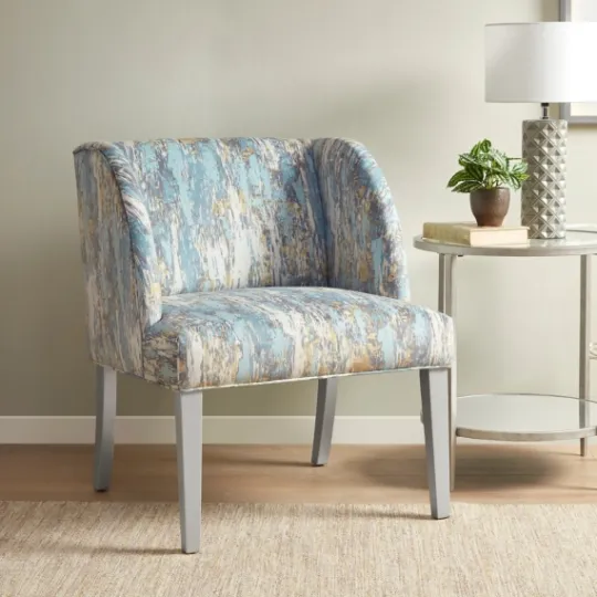 Kirkland's Home Blue And Gray Abstract Wingback Accent Chair- Accent Chairs